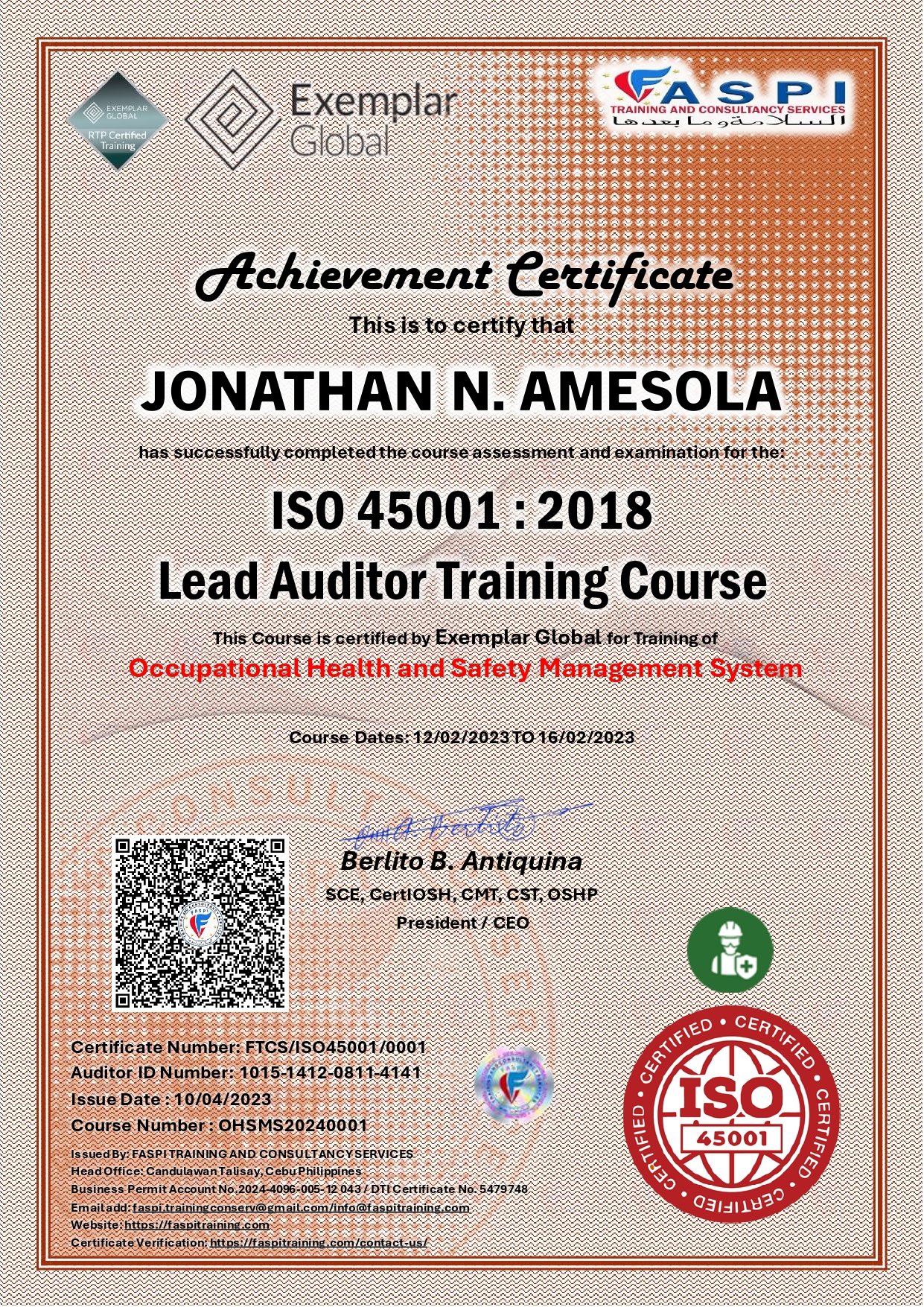 ISO Lead Auditor Training
