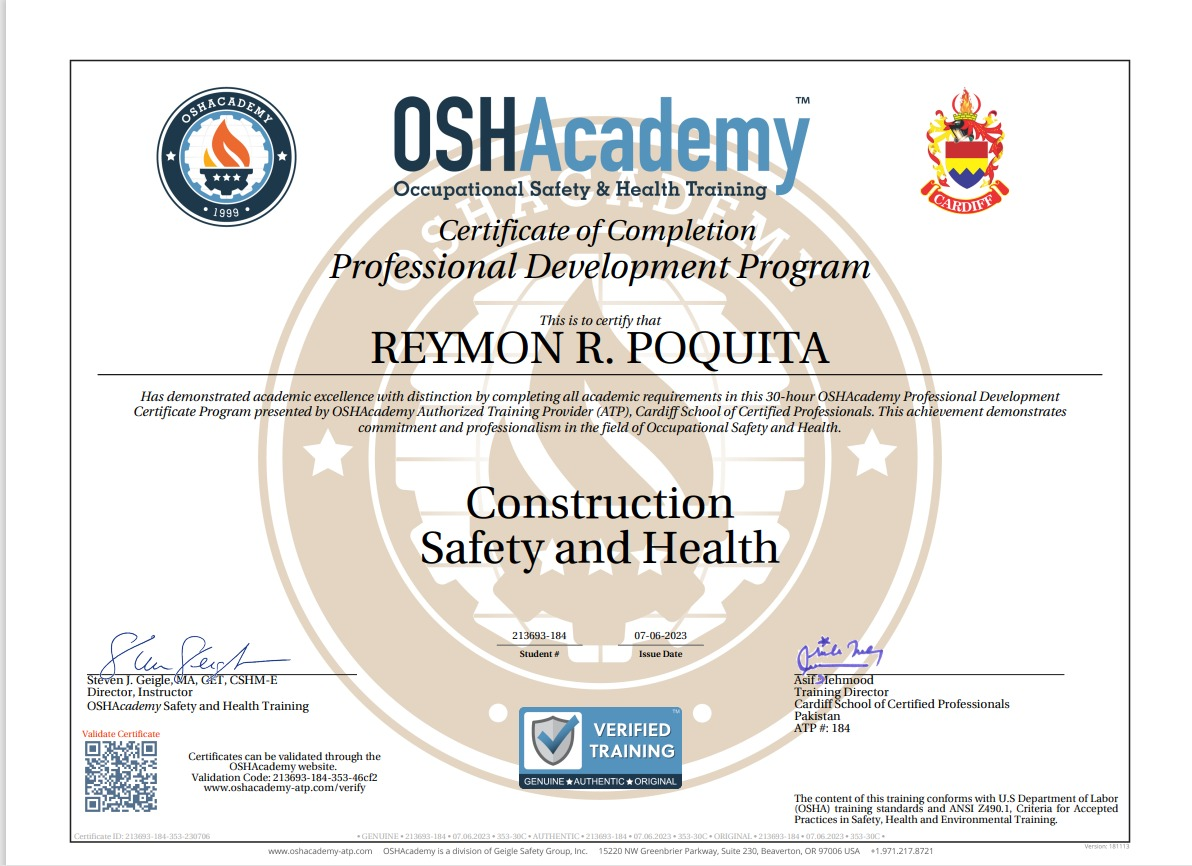 OSHA Construction Safety and Health